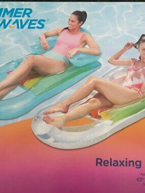 SUMMER WAVES Inflatable Relaxing Lounge Pool Float – 2 Pack